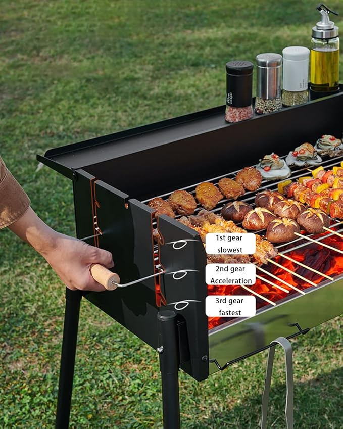 Home Barbecue Grill, Outdoor Smoke-Free Barbecue Charcoal Courtyard Barbecue Grill, Portable Barbecue Grill, Folding Camping Grill,Black