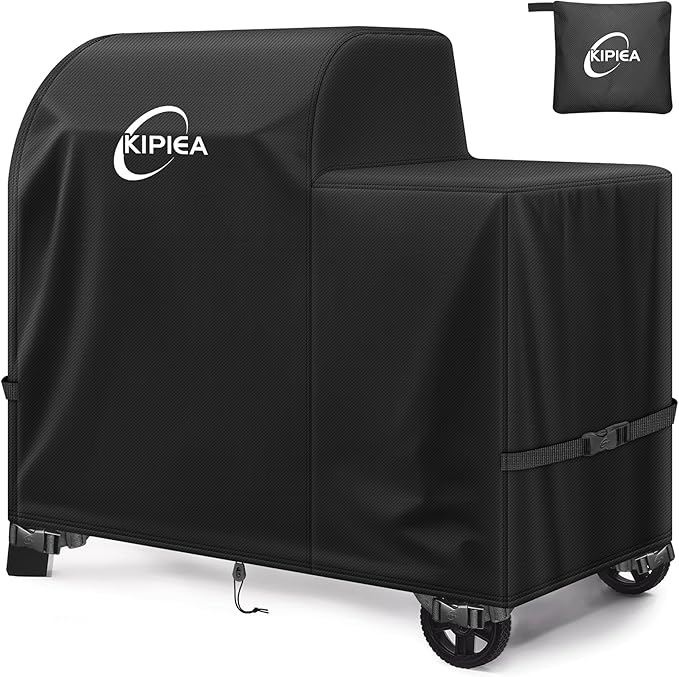 Kipiea Heavy Duty Grill Cover for Traeger Woodridge, 600D Oxford Fabric Wood Pellet Smoker Covers Waterproof & Windproof, Pellet BBQ Grill Cover for Outside Anti-UV, No Tear, No Fading