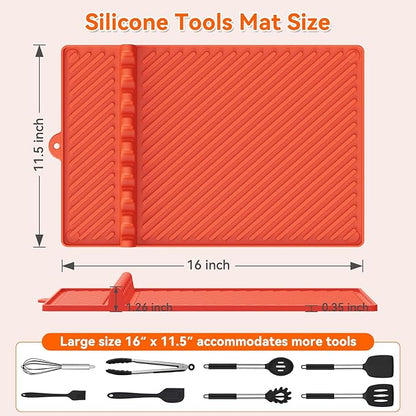Silicone Griddle Mat for Blackstone - Magnetic Silicone Grill Tools Mat for Blackstone Accessories, Side Shelf Spatula Utensil Mats with Drip Pad for Outdoor BBQ Grill Kitchen Countertop (2-Pack)