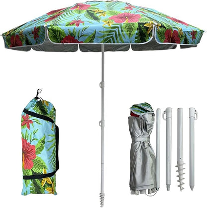 LOTTAFUN Portable Beach Umbrella 6ft – Lightweight Adjustable Outdoor Patio and Beach Umbrella Sun Shade with Sand Anchor & Carry Bag, Outdoor Folding no Tilt The sand needs to exceed the spiral 6inch