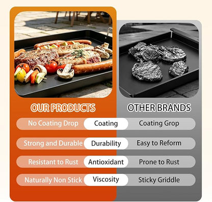 COZEER Cast Iron Griddle 23＂×16＂×3＂, Thickened Griddle for Gas Grill | Universal, Muti-Purpose, Pre-Seasoned, Upgrated, for Camping, Tailgating, Paties
