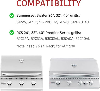 Grill Briquettes Tray Replacement Kit for Summerset Sizzler 26" 32" 40" Grill, Heat Plate and Grill Burner for RCS RJC26A RJC32A RJC40A Grill Replacement Parts, 4 Pack