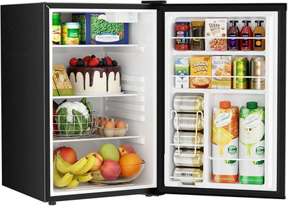 Antarctic Star 4.4 Cu.Ft Compact Refrigerator,Mini Fridge Single Door with Adjustable Thermostat,Removable Glass Shelves for Apartment/Dorm/Office,BLACK