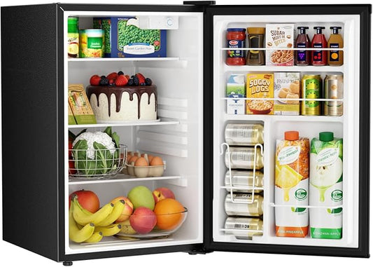 Antarctic Star 4.4 Cu.Ft Compact Refrigerator,Mini Fridge Single Door with Adjustable Thermostat,Removable Glass Shelves for Apartment/Dorm/Office,BLACK
