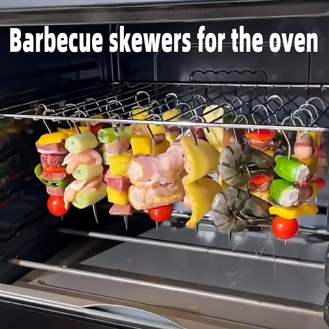 40PCS Kabob Skewers Flat Metal BBQ Barbecue Skewer 7" short Stainless Steel Shish Kebob Sticks Wide Reusable Grilling Skewers Set for Meat Shrimp Vegetable, Set of 40 with box (5.9inch)