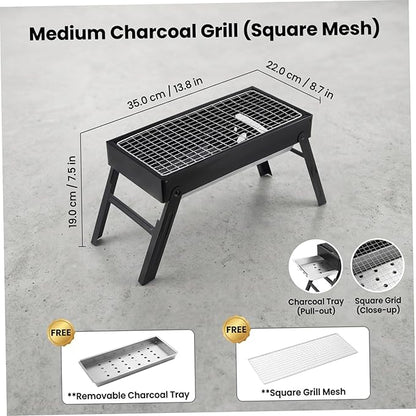Slot Grill Collapsible Charcoal Grill with Exclusive Drawer for Easy Ash & Charcoal Add Foldable BBQ Grills for Camping Backyard Picnic..