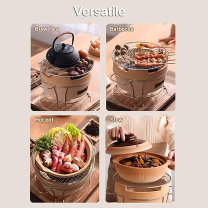 Portable Charcoal Grill Small Clay Stove with Detachable Design Ideal for Outdoor Cooking and Grilling Perfect for Camping and Picnics