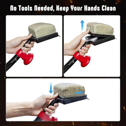 Feasto 2-Pack Replacement Heads for Grill Brush, Bristle-Free Interwoven-Tech with Thermal-Sensitive Sponge, Compatible with Feasto 6-in-1 Outdoor Grill Brush
