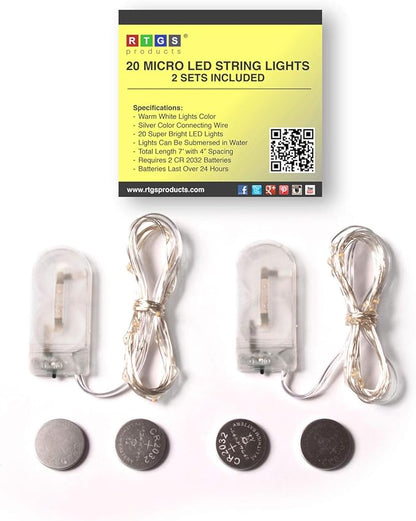 2-Pack 20 LED Wire Twinkle Fairy Lights, Battery Powered, Waterproof — Christmas, Holidays, Wedding, Party — Bedroom, Living Room — 6.5 Ft, Warm White, Indoor & Outdoor