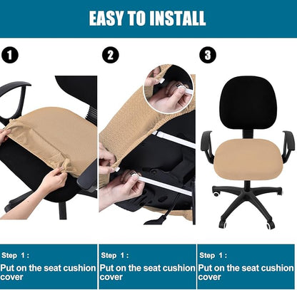 Smiry Office Computer Chair Seat Covers for Desk, Anti-dust Protector | Stretch Jacquard Removable Washable Desk Chair Seat Cushion Protectors, Camel