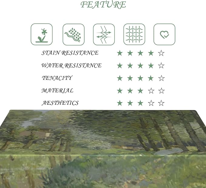 52x70 Inch Oil Painting Rectangle Tablecloth Spring Summer Green Forest Table Cloth Impressionist Art Washable Durable Table Cover for Dining Garden Atelier BBQ Home Decor