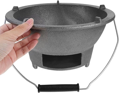 BESPORTBLE Cast Iron Charcoal Grill Stove Large Portable Barbecue Charcoal Burner with Handle and Inner Grate for Outdoor Camping Backyard Bbq Cooking