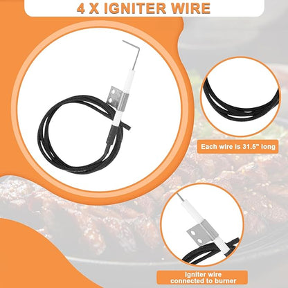 Grill Igniter Kit for Nexgrill Replacement Parts 720-0830H 720-0830D 730-0958A 720-0864 Nexgrill Parts, Tact Push Button Grill Ignitor for Nexgrill Igniter Replacement 4 Outlet, Nexgrill 3 & 2 Burner