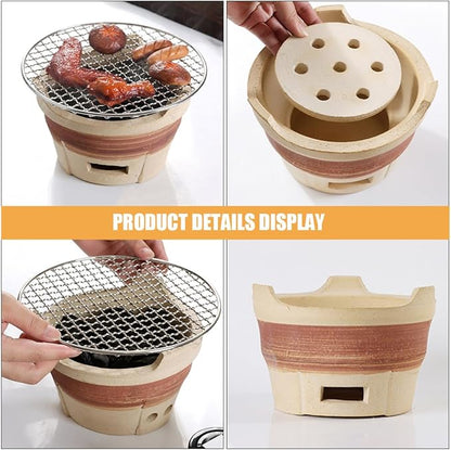Outdoor Charcoal Stove Large Brown Clay Bbq Grill Portable Camping Coal Stove for Cooking Barbecue Supplies