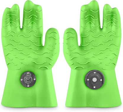 MagneCHEF Freedom Series Magnetic Quick-Release BBQ Gloves – Get Out Fast, 500°F Heat Resistant Silicone, 3mm Thick, Non-Slip Grip, Waterproof & Easy Clean (Green Glow in the Dark)