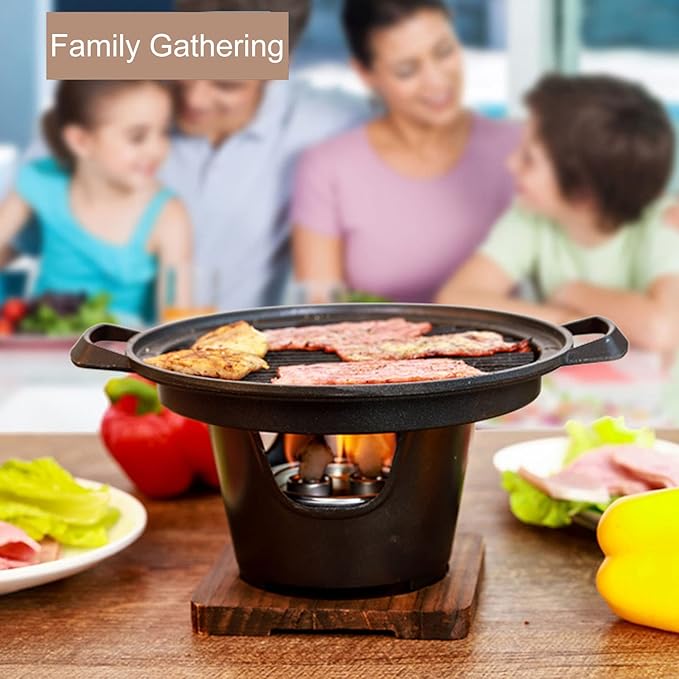 Countertop BBQ Grill, Mini Portable Charcoal Grill Stick Proof Smokeless Removable Stand Grill with Wood Plate for Outdoor Cooking Camping Picnic Home(HN BBQ18A)