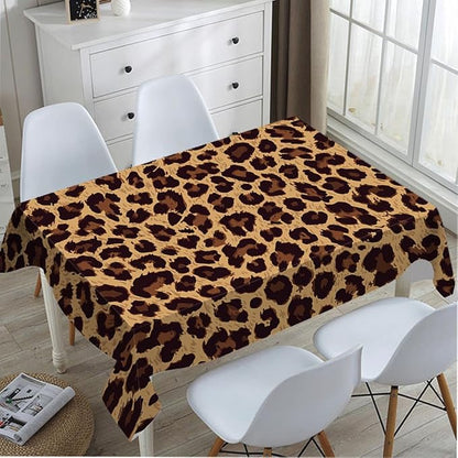 TKS MITLAN Leopard Textures Brown Tablecloth 60x84 Inch Rectangular Animal Skin Fur Spots Circle Lifelike Fashion Design Oblong Table Cloth Kitchen Table Decorations for Home Dinner Party