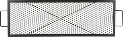 VEVOR X-Marks Fire Pit Grill Grate, Rectangle Cooking Grate, Heavy Duty Steel Campfire BBQ Grill Grid with Handle & Support X Wire, Portable Camping Cookware for Outside Party Gathering, 44 Inch Black