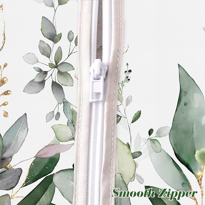 Outdoor Tablecloth with Umbrella Hole and Zipper Rectangle 60 x 120 Inch Eucalyptus Leaves Floral Watercolor Zippered Table Cloth, Soft Table Cover for Spring/Summer/Patio/Picnic/Camping, Green