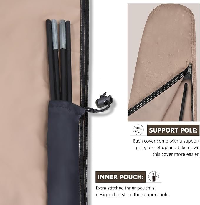 ULTCOVER Patio Parasol 600D Waterproof Outdoor Market Extra Large Umbrella Cover - Fits Double-Sided Umbrella 13-15 Feet