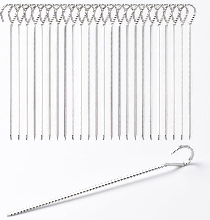24 pack Flat Stainless Skewers, HONSHEN 7 inch Mini Short Barbecue Needle Barbecue Skewers,Baking Rods,Corn on The Grill (7 INCH Flat BBQ 24P)
