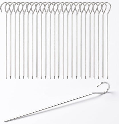 24 pack Flat Stainless Skewers, HONSHEN 7 inch Mini Short Barbecue Needle Barbecue Skewers,Baking Rods,Corn on The Grill (7 INCH Flat BBQ 24P)