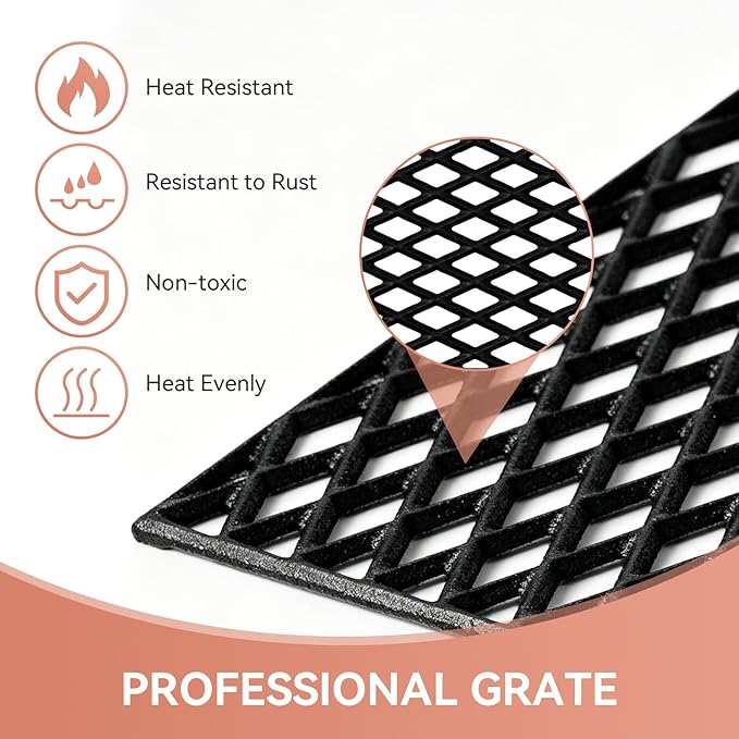 DGH450CRP Cooking Grates for Dyna-Glo Gril, Fits DGH450CRP-D DGH474CRP DGH485CRP DGF493BNP DGB495SDP-D DGB494SPB DGB463CNP DGH451CRP DGH483CRP 4 Burner Gas Grills, Cast Iron Replacement Grill Grates