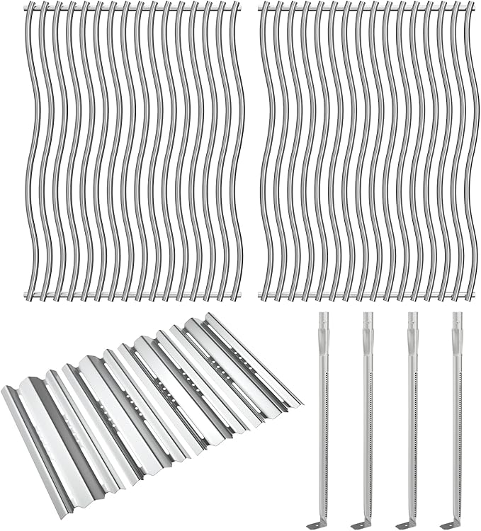 BBQ-PLUS Grill Replacement Parts for Napoleon LEX 485, Mirage 485, Built-in LEX 485, Lifestyle 485, Cooking Grates Heat Plates Burner Tubes Kit for Napoleon Grill Accessories, Stainless Steel