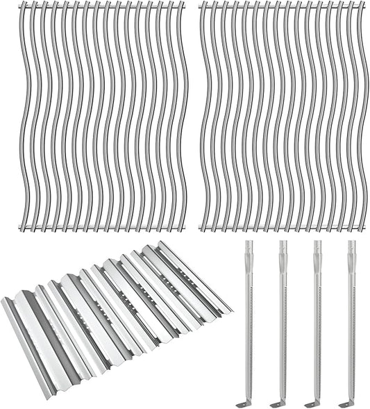 BBQ-PLUS Grill Replacement Parts for Napoleon LEX 485, Mirage 485, Built-in LEX 485, Lifestyle 485, Cooking Grates Heat Plates Burner Tubes Kit for Napoleon Grill Accessories, Stainless Steel