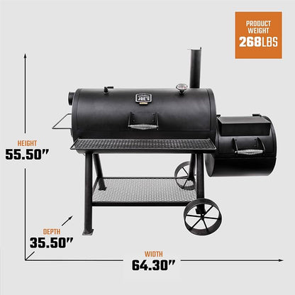 Oklahoma Joe's Longhorn Reverse Flow Offset Charcoal Smoker and Grill with 1060 sq. in. Cooking Area in Black