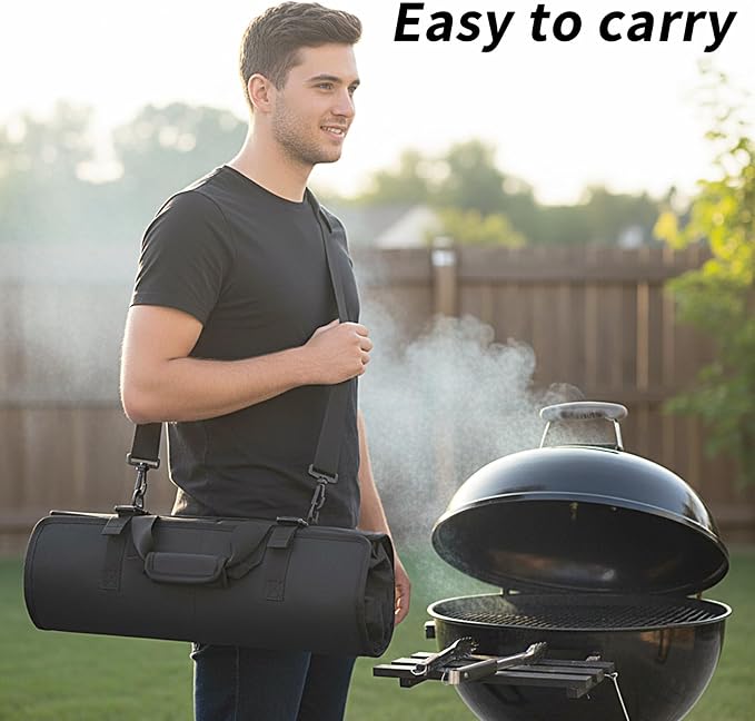 Grill Tool Accessory Storage Bag Roll Up, BBQ Tools Carry Orangizer Case for Grilling Utensil, Large Oxford Cloth Griddle Classifiable Holder for Outdoor Camping Barbecue Hiking Picnic Trip(Box Only)