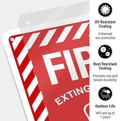 Fire Extinguisher Inside Sign, Fire Safety Sign, 10x7 Inches, 55 mil Thick HDPS, Made in USA