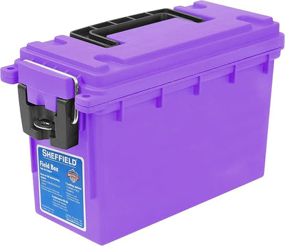 Sheffield Ammo Box Made in USA, Stackable Lockable Ammo Storage Box, Purple | Lockable Storage Box, Water and Dust Resistant Dry Box, Secures Hunting Gear, Gun Accessories, Supplies, and Bullets