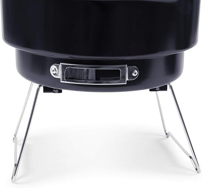 PICNIC TIME Caliente Portable Charcoal Grill & Cooler Tote, Take Anywhere BBQ Grill with Enameled Fire Bowl and Carrying Tote that Doubles as Cooler for Outdoor Cooking Use, (Black with Gray Accents)