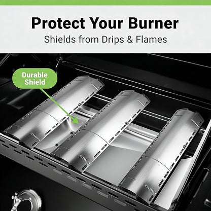 Universal Adjustable Grill Heat Plates, Heat Tents, Flame Tamer Burner Covers, Heavy Duty Heat Plate Shield, Stainless Steel Grill Replacement Parts, Extends from 12" up to 18" L, 2 Pack