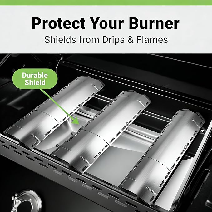 Universal Adjustable Grill Heat Plates, Heat Tents, Flame Tamer Burner Covers, Heavy Duty Heat Plate Shield, Stainless Steel Grill Replacement Parts, Extends from 12" up to 18" L, 3 Pack