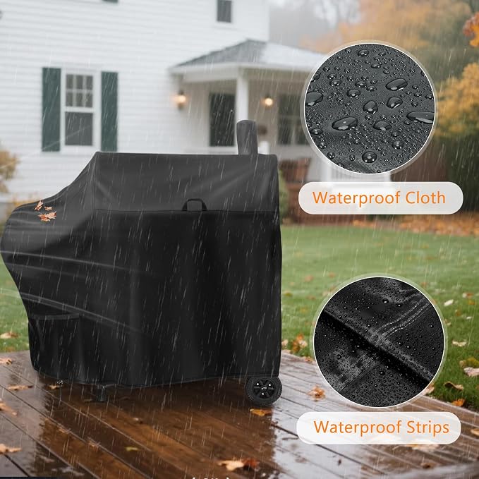 Grill Cover for Royal Gourmet CC1830FC Offset Smoker-46x28x48in | 46inch OutdoorSmoker Coverfor Barrel Charcoal Offset Grill 35in,Heavy Duty,Waterproof