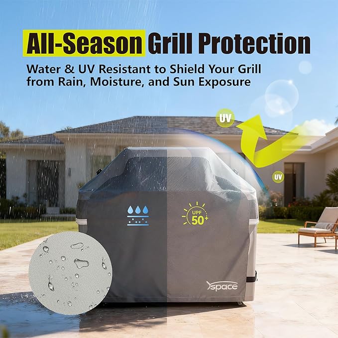 YSPACE Grill Cover Heavy Duty Waterproof, Gas BBQ Grill Cover for Outdoor Grill, 2–3 Burner Fit, Weather Resistant with Adjustable Straps, Weber, Char-Broil, Genesis, Brinkmann, Nexgrill