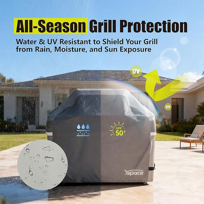 YSPACE Grill Cover Heavy Duty Waterproof, Gas BBQ Grill Cover for Outdoor Grill, 2–3 Burner Fit, Weather Resistant with Adjustable Straps, Weber, Char-Broil, Genesis, Brinkmann, Nexgrill