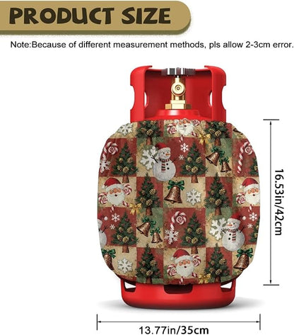 Christmas Print Propane Tank Cover 20lb Easy to Install Gas Cover Fits Standard 20 lb Tank Cylinder Waterproof Grill Accessories for Outdoor Camper