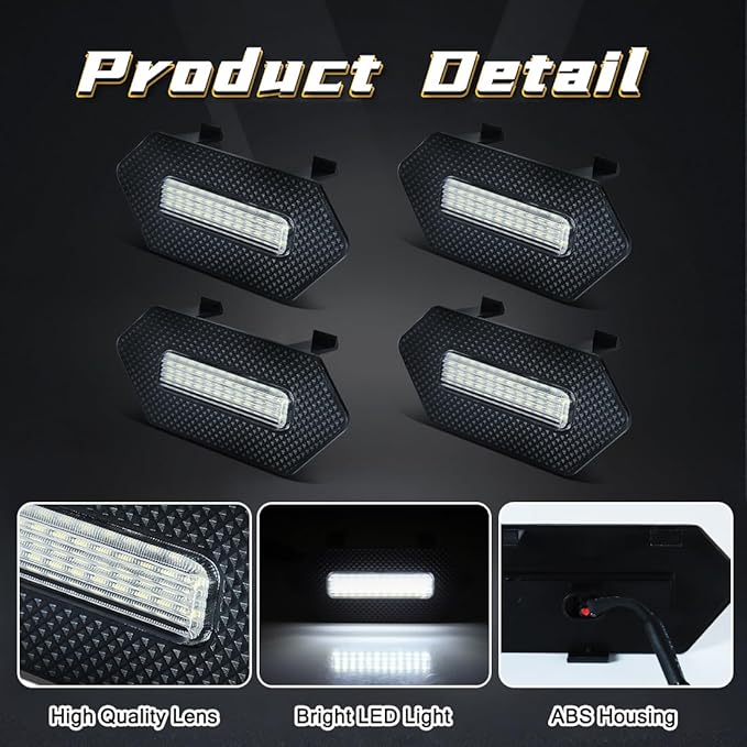 Grille Lights for 4Runner Trailhunter/TRD Pro 2025-2026, 4Pcs Clear Shell White LED Front Grill Light with Wire Harness and Fuse