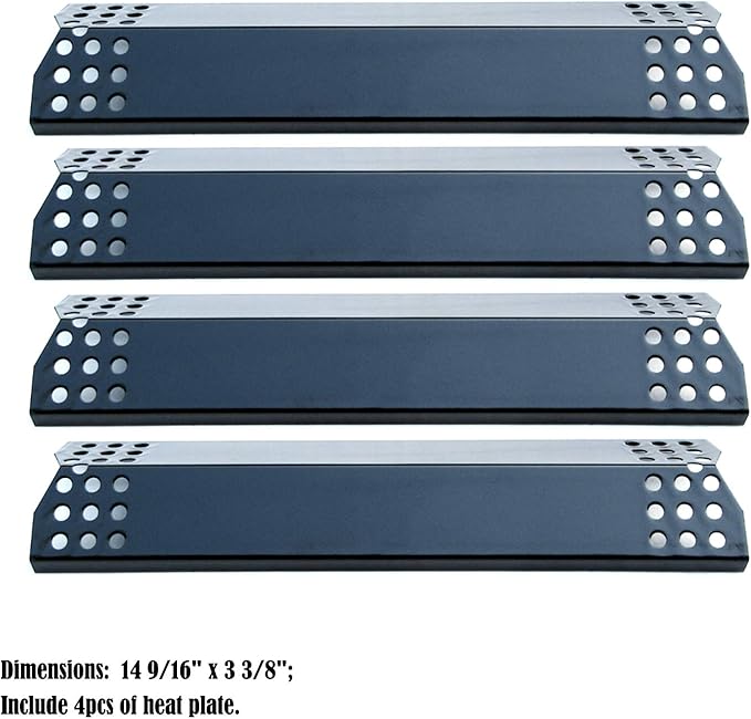 Parts DP129 (4-Pack) Porcelain Steel Heat Shield/Heat Plates 14 9/16 x 3 3/8" Replacement for Sunbeam, Nexgrill, Grill Master, Charbroil, Kitchen Aid, Members Mark, Uberhaus Gas Grills