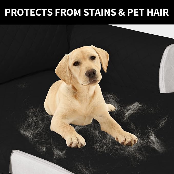 Easy-Going Reversible Couch Cover, Chaise Lounge, Black/Black | Machine Washable Slipcover For Dogs, Water Resistant Furniture Mat For Living Room, Non-Slip Sofa Cover, Pet Friendly