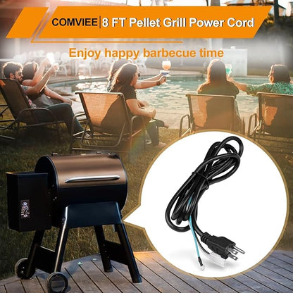 8 Feet Power Cord Replacement Parts Compatible with Pit Boss, Traeger Wood Pellet Smoker Grills