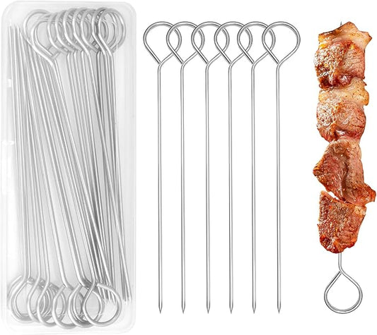 20 pcs 6 Inch Turkey Lacers for Trussing Turkey, PEOUWNES Stainless Steel Metal Skewers with Storage Box, Meat Roasting Trussing Needles for Kitchen BBQ Cooking Barbecue
