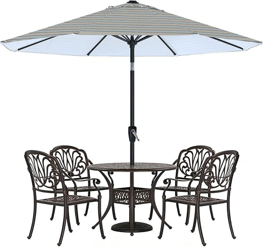 ABCCANOPY 10FT Patio Umbrella, Outdoor Waterproof Table Umbrella with Push Button Tilt and Crank, 8 Ribs UV Protection Pool Umbrella for Garden, Lawn, Deck & Backyard(Khaki Gray Stripes)
