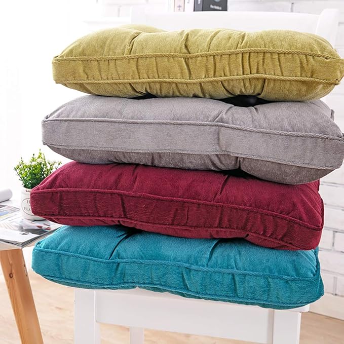 Tiita Chair Cushions 18x18 Inch, Square Seat Pad with Ties, Dining Chairs Cushion for Kitchen Set of 2, Grey