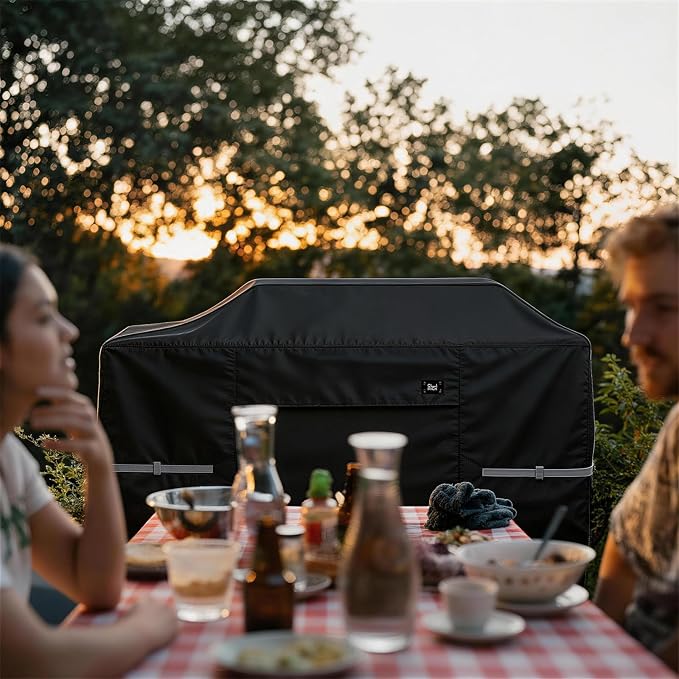 86 Inch Island Grill Cover, 600D Heavy Duty Waterproof Extra Large Grill Cover for Island with Left or Right Grill Head, Tear & Fade Resistant Outdoor Kitchen Cover, Black