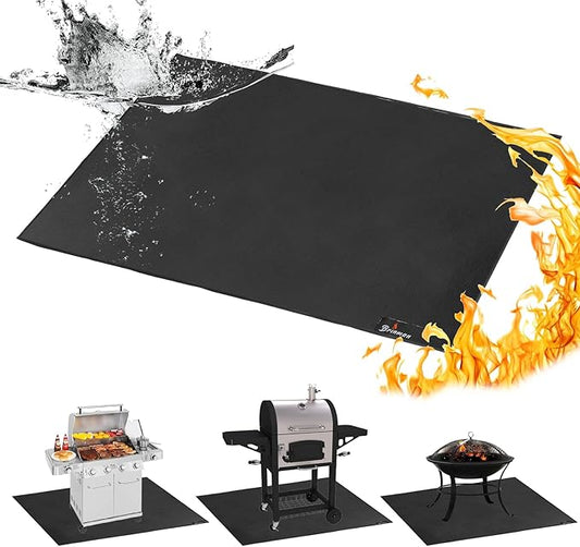 Under Grill Mats for Outdoor Grill - 48x40 Inch BBQ Mat for under Barbecue - Double-Sided Fireproof Patio & Deck Protector Mat - Fire Pit Mat -Oil-Proof Grill Floor Pads - Stove Mat Patio Accessories