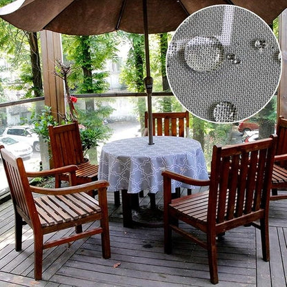 SUQ I OME Outdoor Round Tablecloth, 60 inch, Grey with Zipper | With Umbrella Hole and Zipper, Waterproof Zippered, Spring/Summer Table Covers, For Backyard Circular Table/BBQs/Picnic